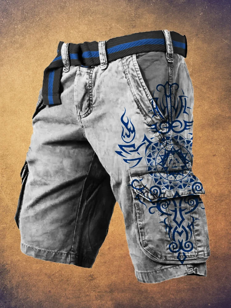 Viking Warrior Print Men's Cargo Shorts
