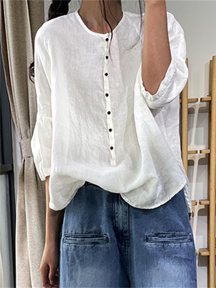 Vintage Button Up Oversize Linen Tunic