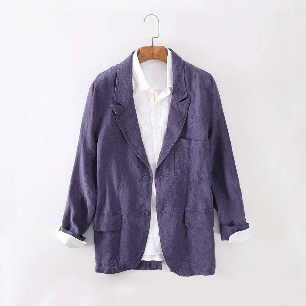 Linen Blazer Men 100% Linen Single Breasted Jacket Lightweight Casual REAL SILK LIFE