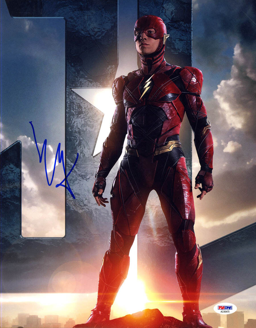 Ezra Miller SIGNED 11x14 Photo Poster painting The Flash Justice League RARE PSA/DNA AUTOGRAPHED