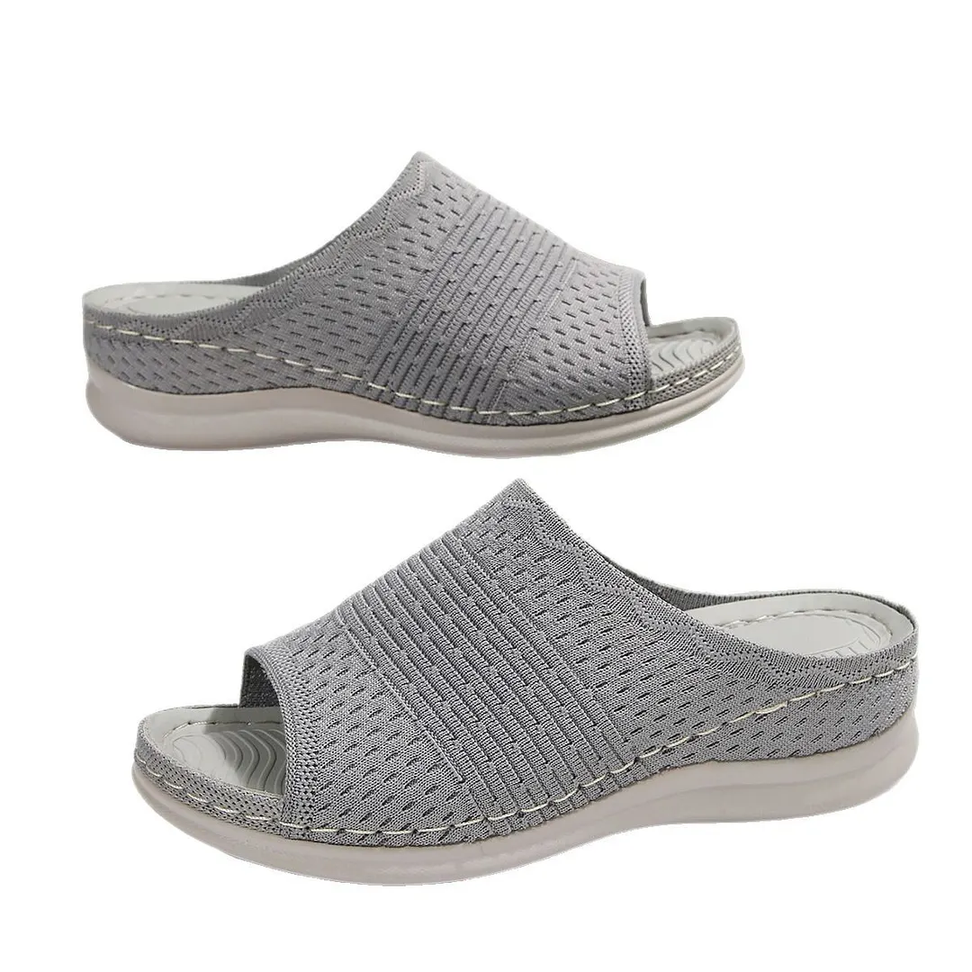 Breakj Breakj Bottom Cool Slippers Wearing Elastic Fly-Weaving Air-Breed Soft Base Casual Drag 41-43 Code