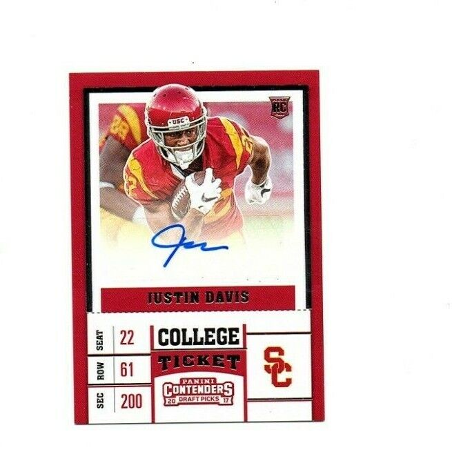 Justin Davis USC Trojans signed autograph 2017 Panini Contenders rookie