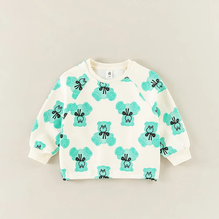 Toddler Bow Bear Casual Sweatshirt 