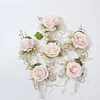 10PCS Wedding Catering Bridal Groom Guests Champagne Red Corsage Wrist Artificial Flower Bouquets
