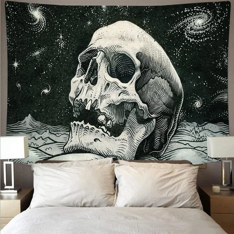 Skull King Moon Tapestry Mandala Carpet Hippie Divination Witchcraft Wall Hanging Blanket