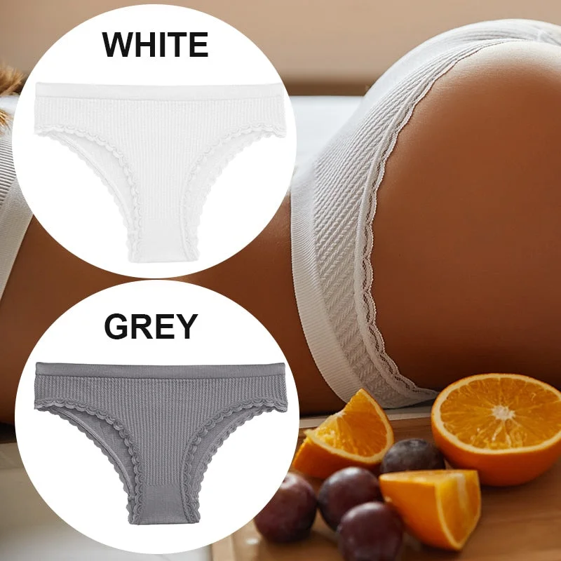 FINETOO 2PCS/Set Women Lace Seamless Sexy Panties 6 Solid Color Brazilian Panty Girl Briefs Lingerie Underpant M-2XL Underwear