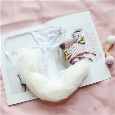 Billionm Cute Lolita Girls Soft Pink Kawaii Rabbit Tail Hair Ball Women Underwear Sexy Pants Erotic Lingerie G String Panties Cosplay