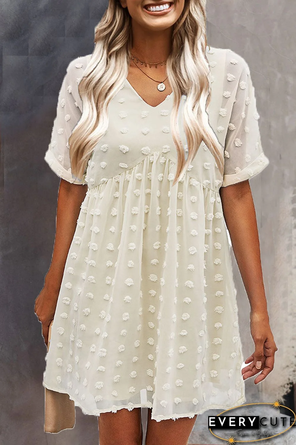 Fashion Street Solid V Neck A Line Dresses(6 Colors)