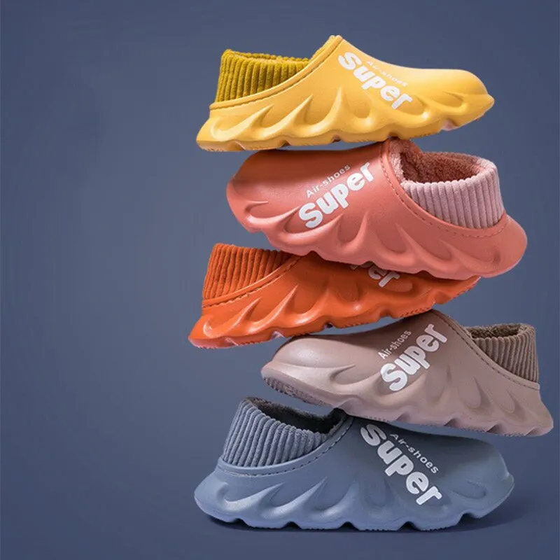 2021 Couples Winter Plush Slippers Warm Men Shoes Waterproof Autumn Women Non-Slip Cotton Indoor Cozy Home Thick Heel Slipper