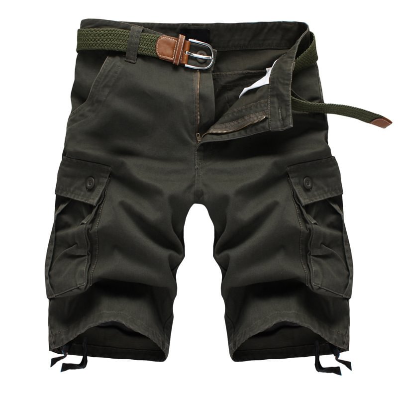 Men's loose Multi Pocket five point casual pants
