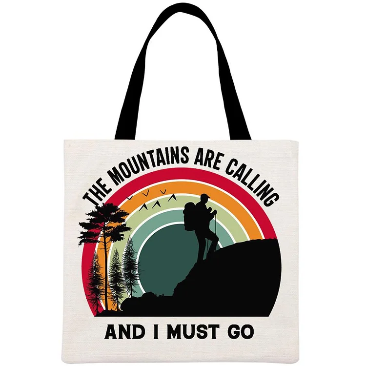 The Mountains Are Calling Printed Linen Bag-Annaletters