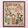 February Animal House Partial 14CT 2 Strands French DMC DIY Counted Cross Stitch Kits for Beginners Adults Home Decor Cross Stitch Patterns Arts Craft Kits 19x22cm