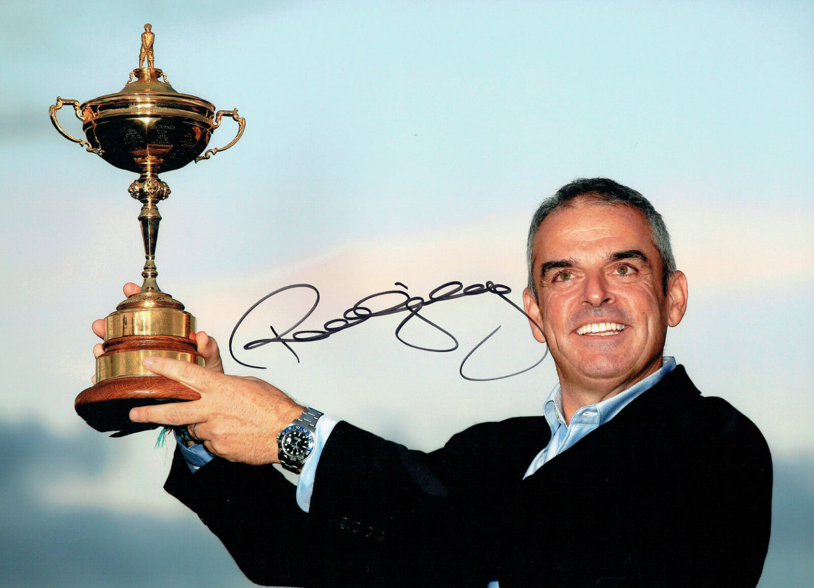 Paul McGINLEY Signed Autograph 16x12 Photo Poster painting Ryder Cup withTrophy GOLF AFTAL COA