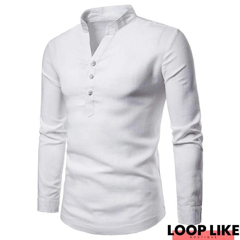 Solid Color Slim Large Size Long-Sleeved Shirt