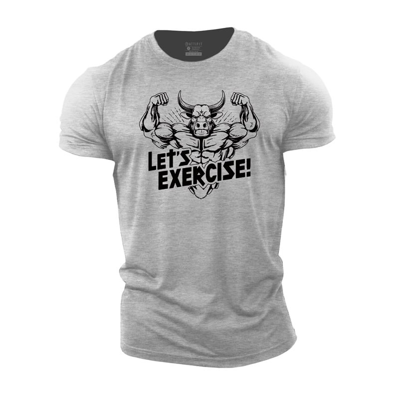Cotton Lets Exercise Graphic Workout Men's T-shirts tacday