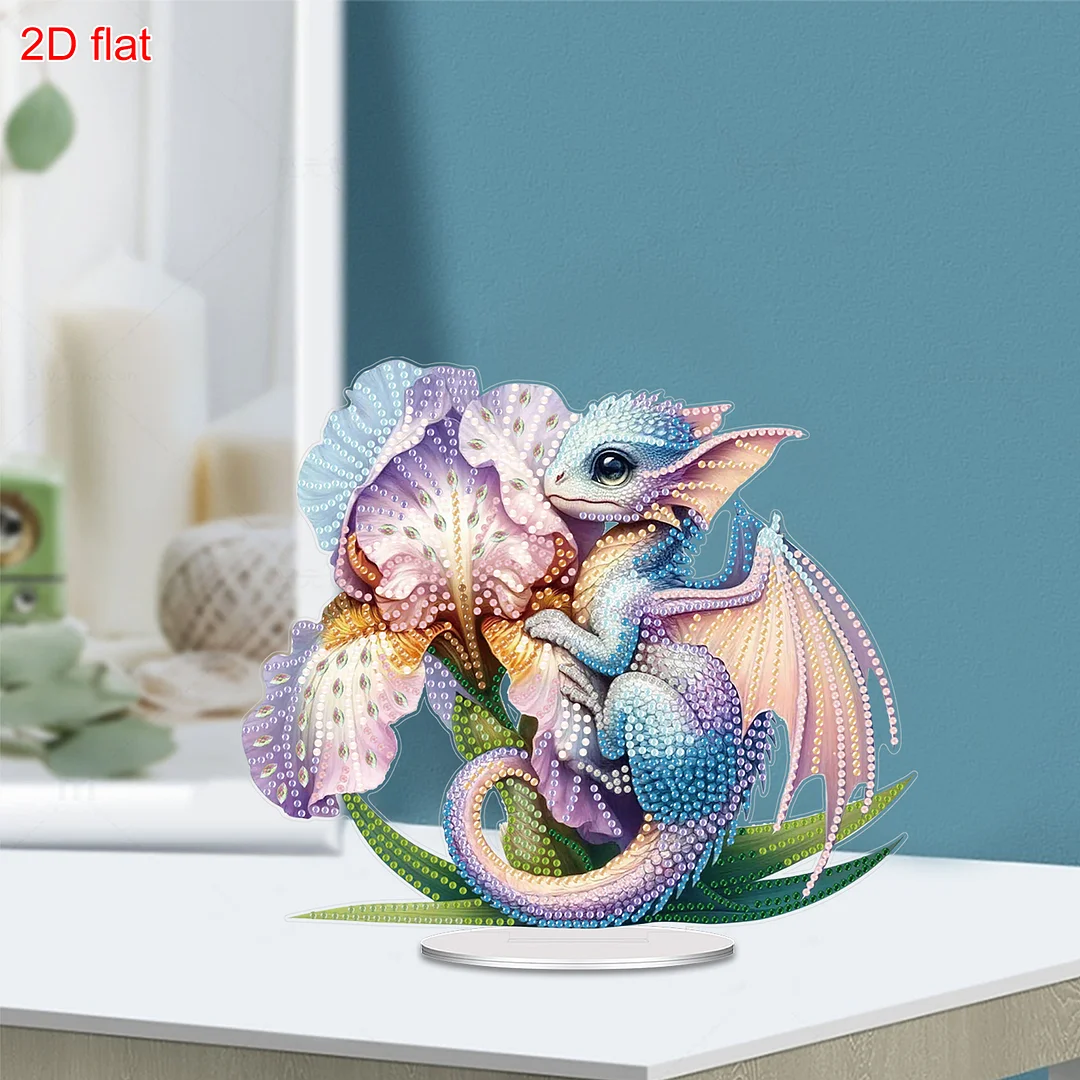 2D Flat Dinosaur DIY Acrylic Table Top Diamond Painting Ornament Kits for Adults