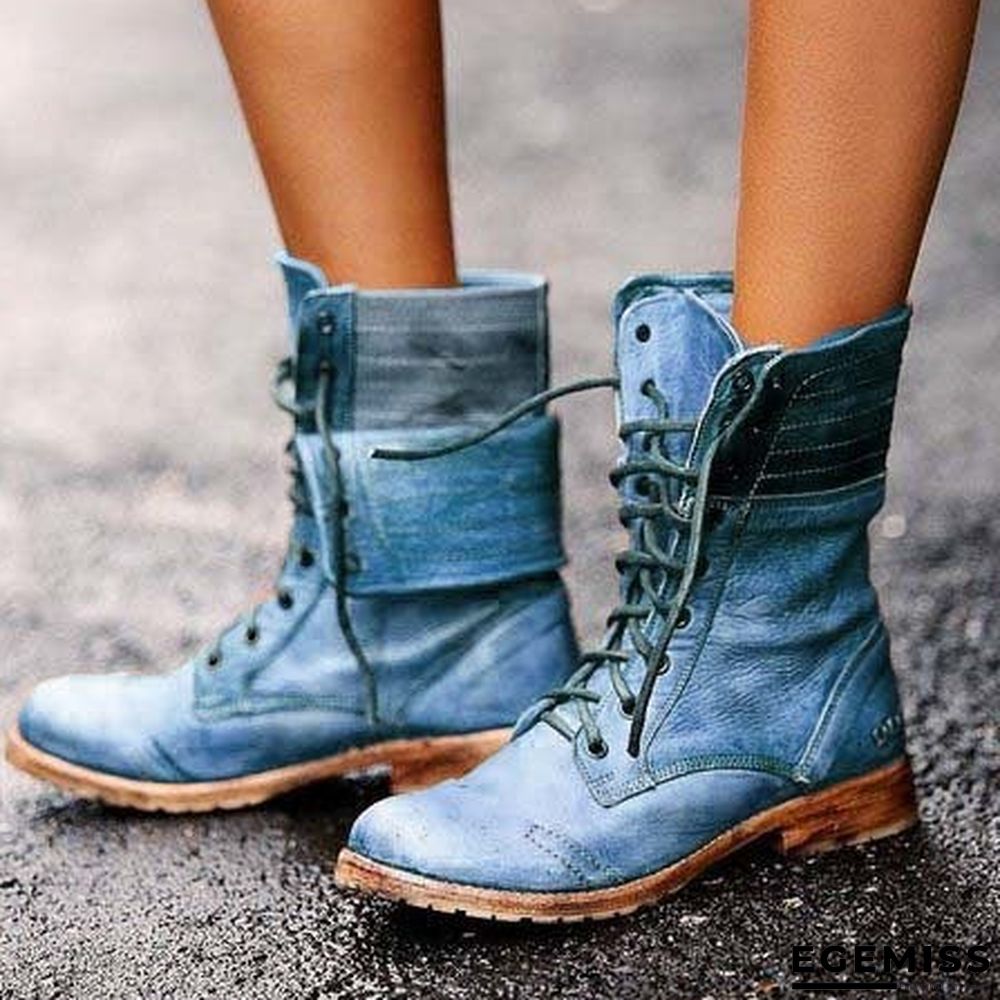 Winter New European and American Fashion Round Head Low Heel Cross Strap Women's Martin Boots | EGEMISS