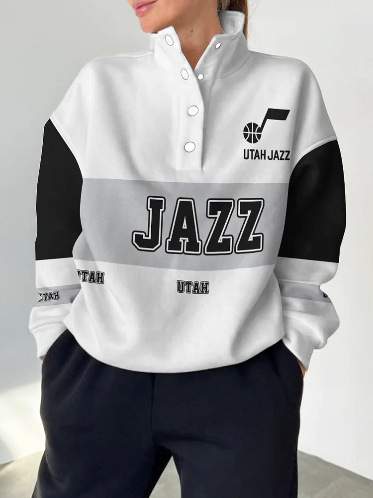 Utah Jazz 2025 New Design Casual Snap Mockneck Pullover