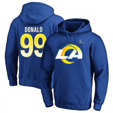 Men's Los Angeles Rams #99 Aaron Donald 2022 Royal Super Bowl LVI Champions Pullover Hoodie 2YYX