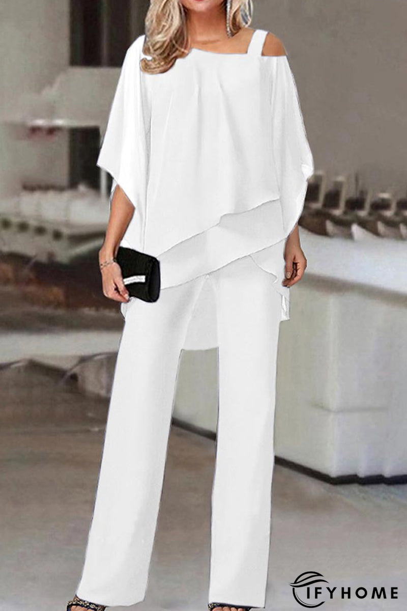 Casual Solid Patchwork Oblique Collar Two Pieces(5 Colors) | IFYHOME