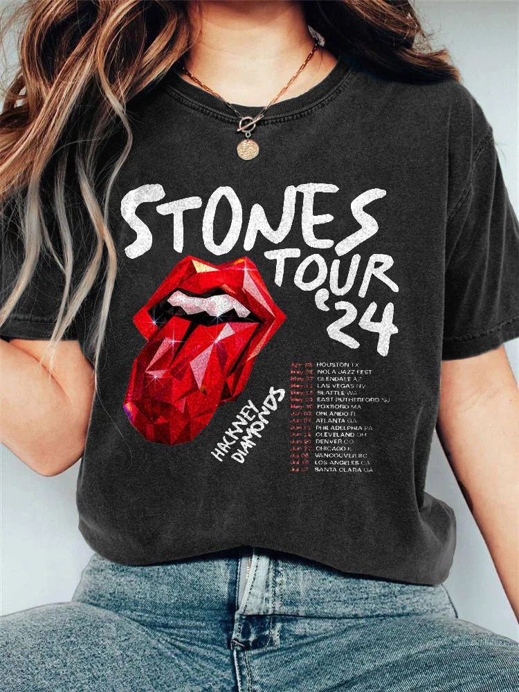 Comstylish The Rolling Stones Hackney Diamonds Tour Print Vintage T-shirt