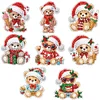 8Pcs DIY Christmas Bears Diamond Painting Hanging Pendant