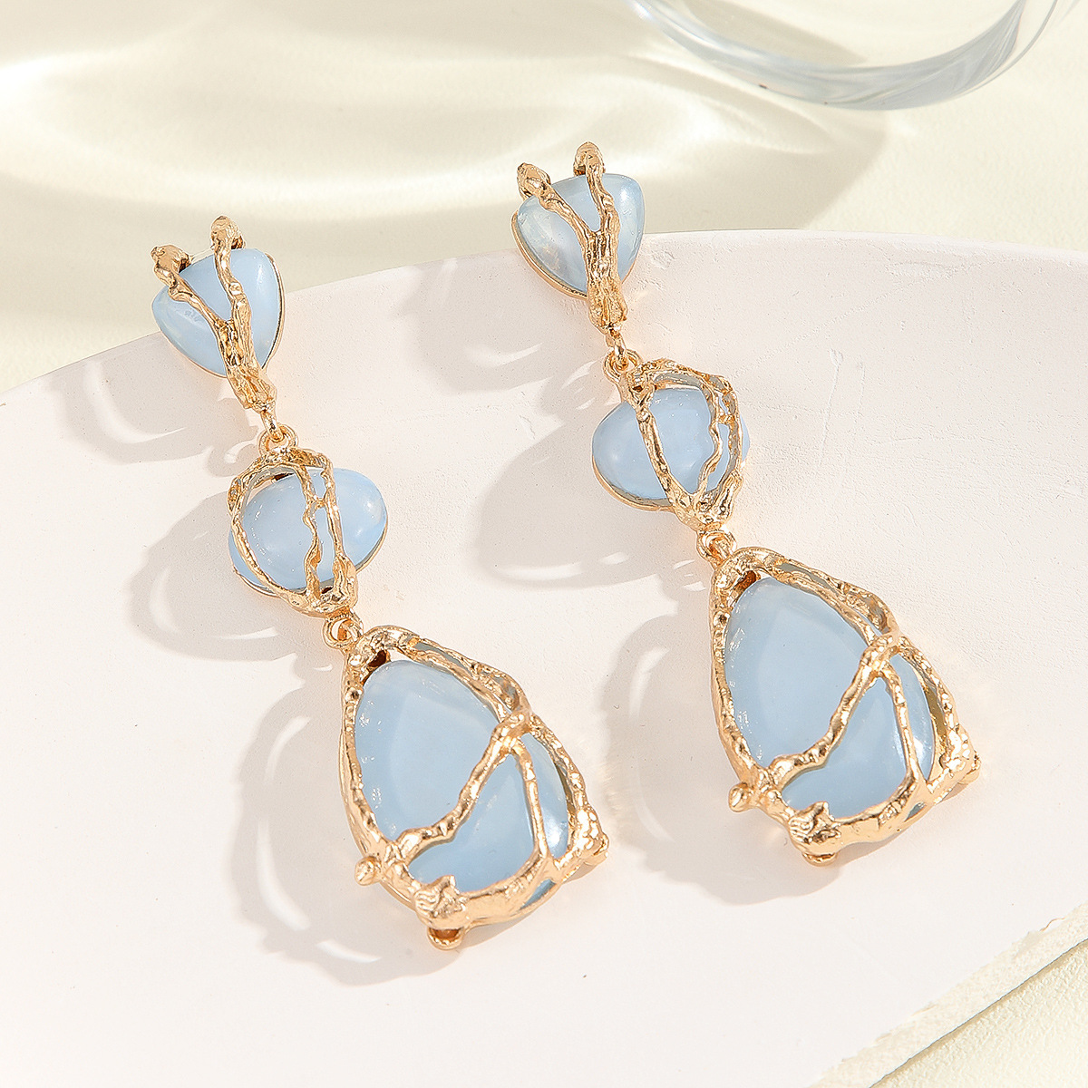 Boho Green Multi-Stone Gold Wrapped Drop Earrings 2024 - Flycurvy 
