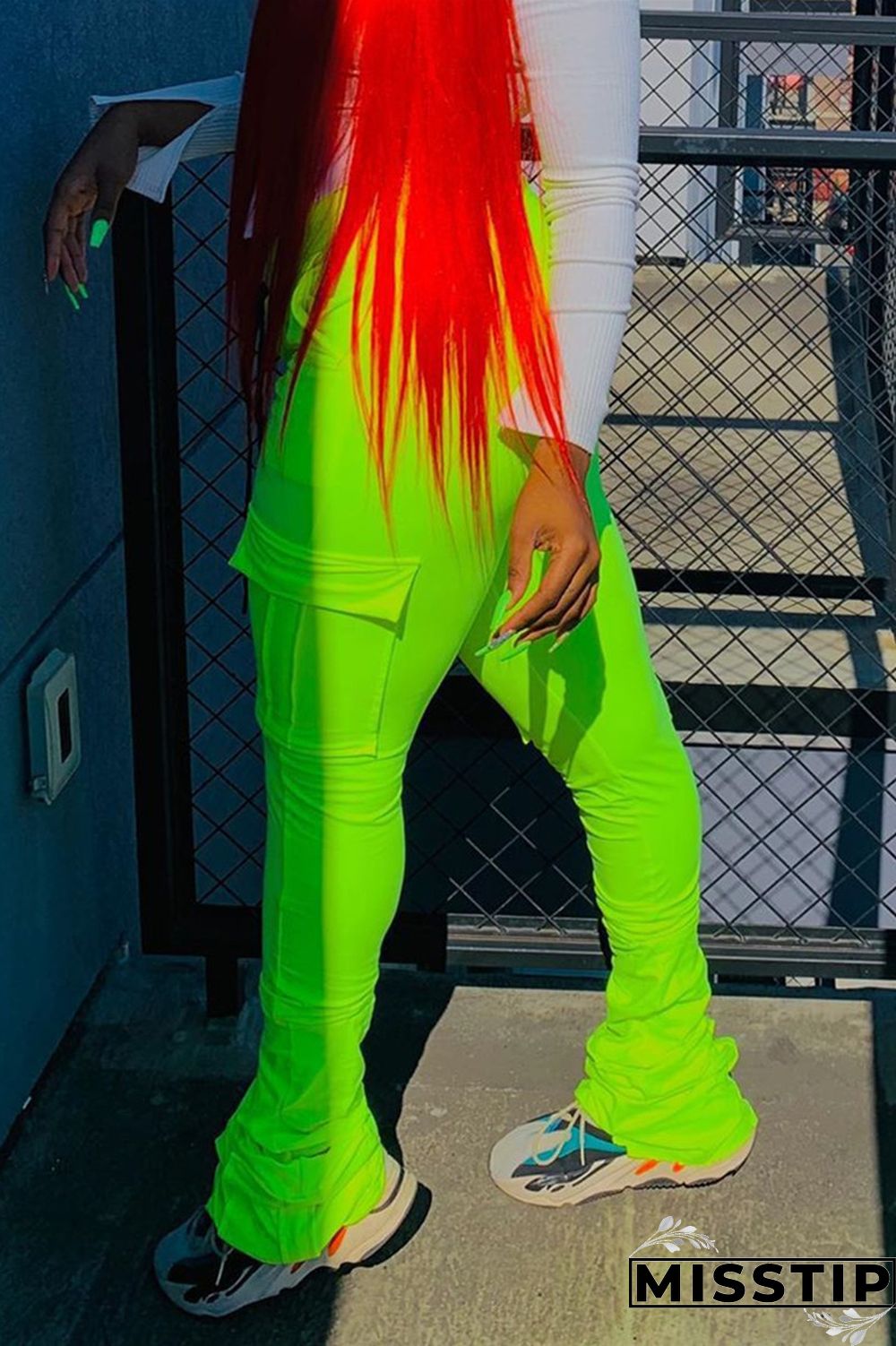 Orange Fashion Casual Pleated Sports Trousers