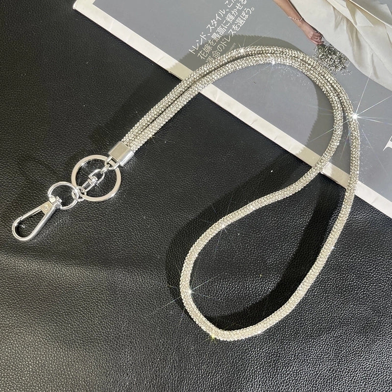 Minimalist Solid Color Rhinestone Inlay Rhinestones Bag Pendant Mobile Phone Chain