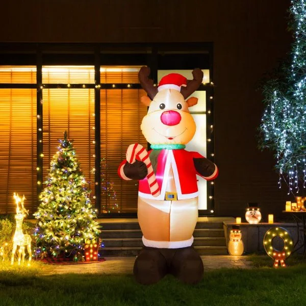 🔥kukelife🔥Christmas-8 ft lighted inflatable reindeer decor