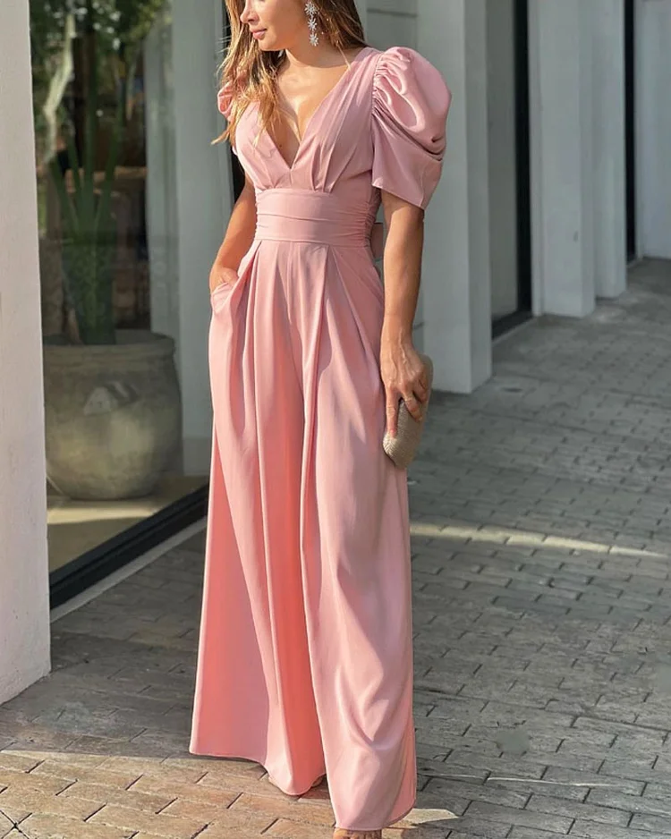 Elegant V-Neck Backless Jumpsuit