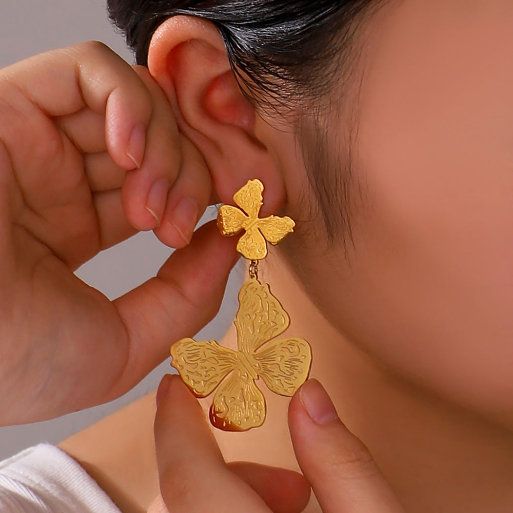 IG Style Butterfly Irregular Geometric Stainless Steel Electroplating Earrings