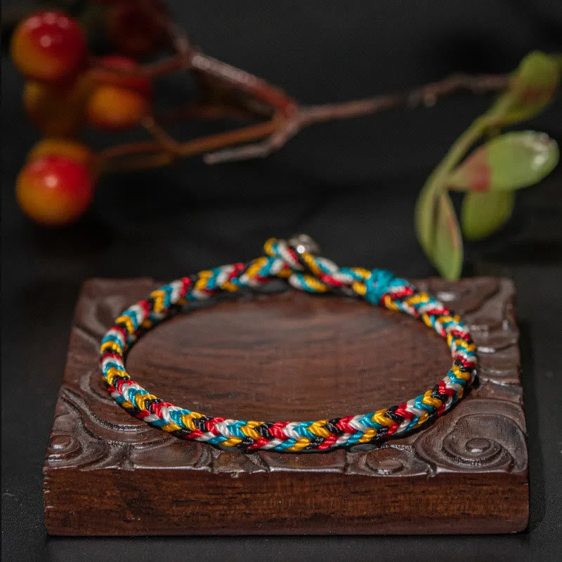 Tibet Handmade Five Color Thread Protection Braid String Bracelet