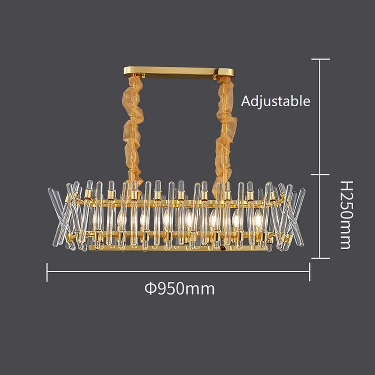 Rectangular Crystal Chandelier Dining Room Lighting Vjlight