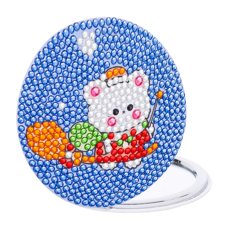 Double Sided Special Shape Diamond Pocket Mirror Santa for Adults Kids Beginners