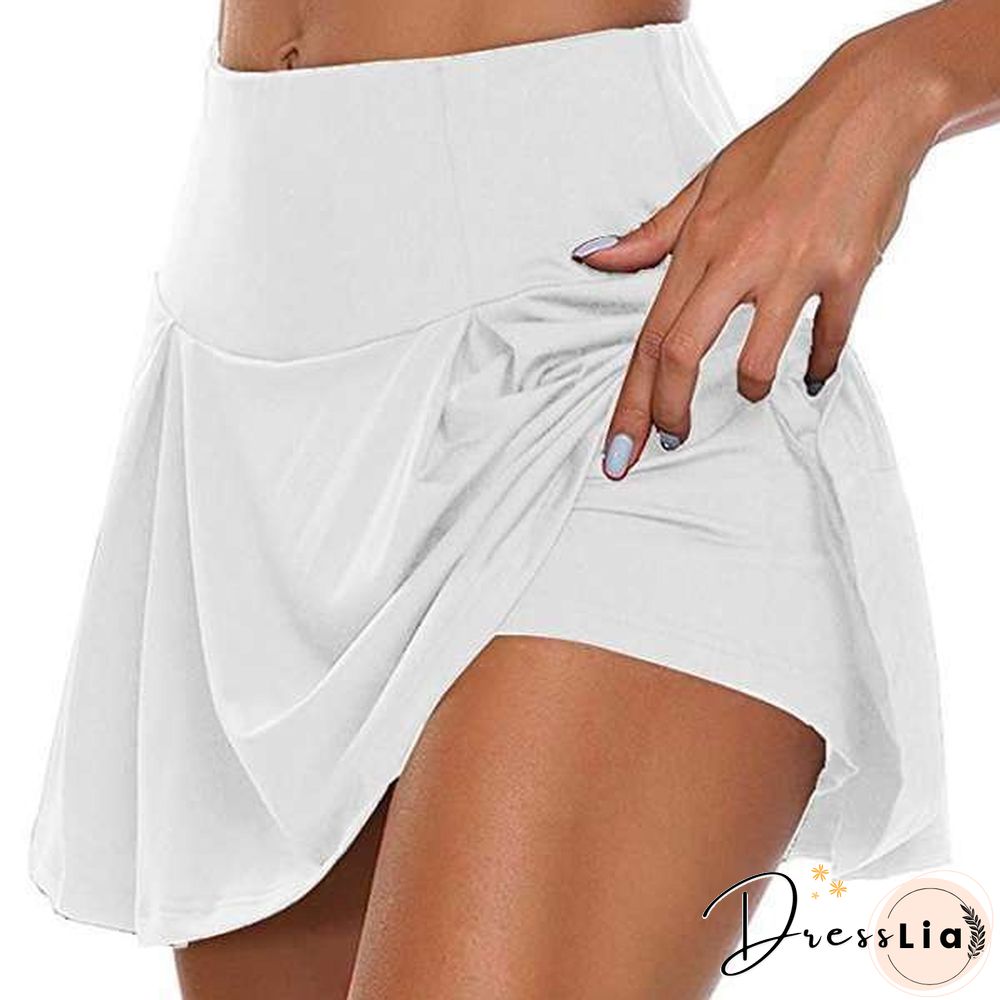 Xs-5Xl Women Fashion Double-Layer Athletic Short Skirt Fitness Yoga Short Skirt Badminton Breathable Quick Drying Skirts Plus Size Ladies Sport Anti Exposure Tennis Skirt