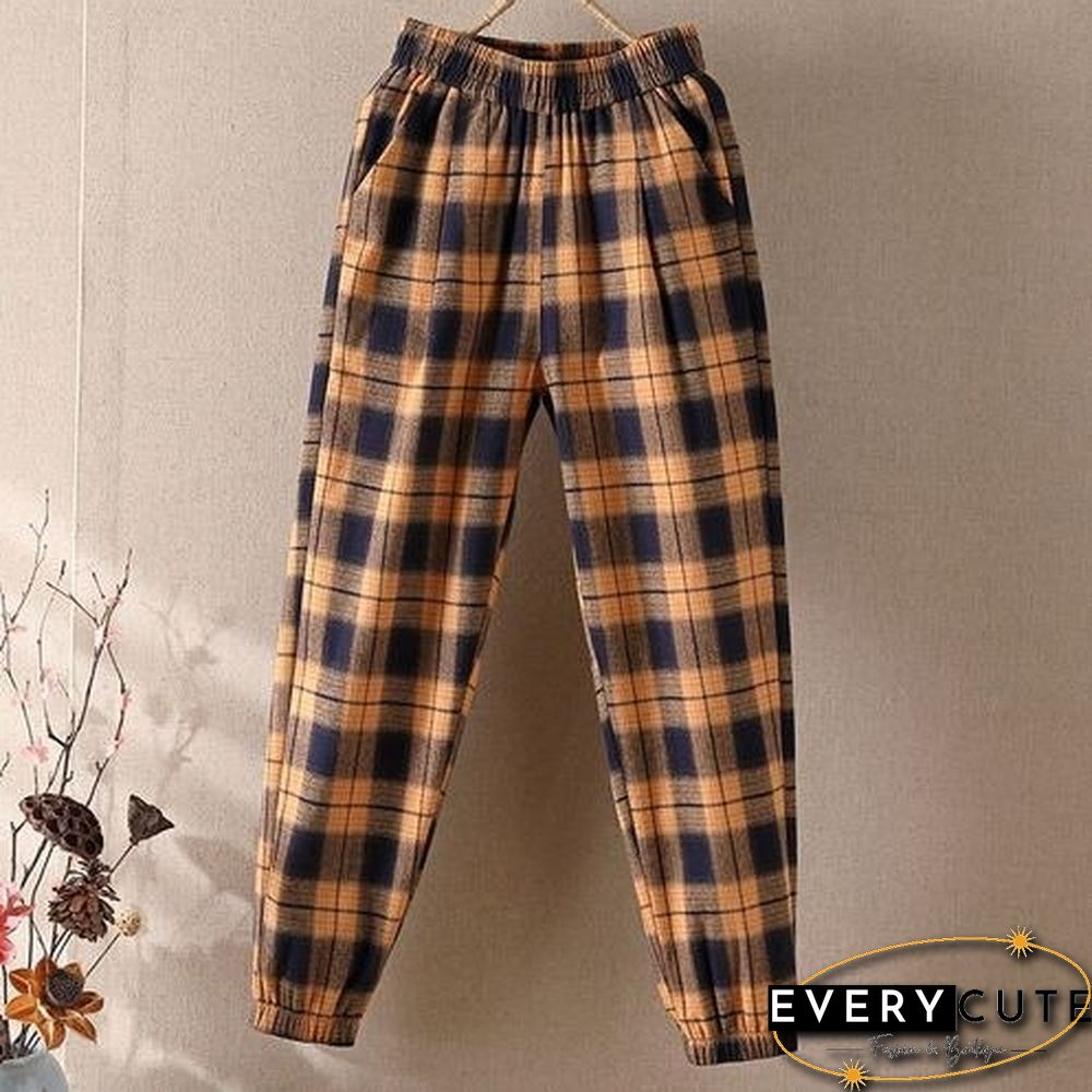 Spring Summer Womens Trousers Casual Loose Oversized Elastic Waist Pants Capris Vintage