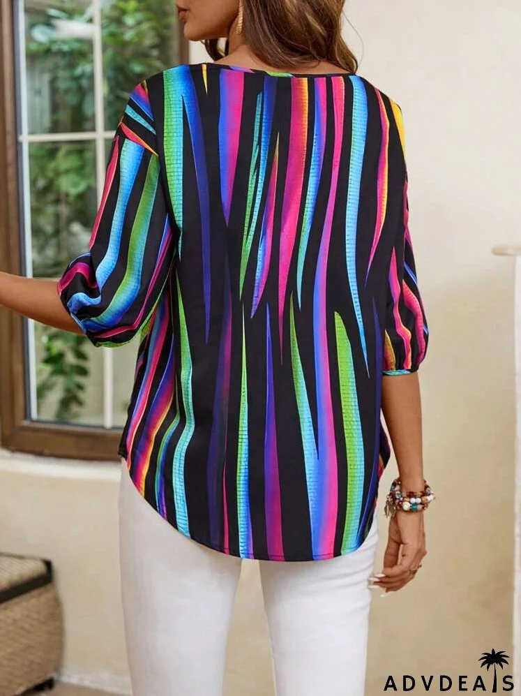 Colorful Striped Women's Summer Top