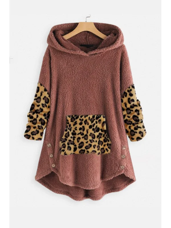 Long Sleeve Leopard Sweater Hoodies Zaesvini