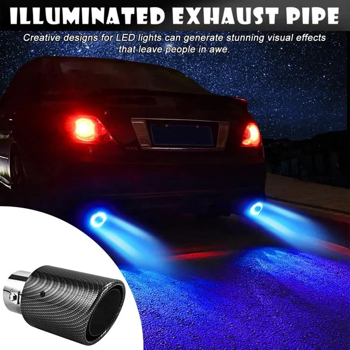 Car Tuning Carbon Fiber LED Light Emitting Exhaust Pipe (High Temperature Resistant)