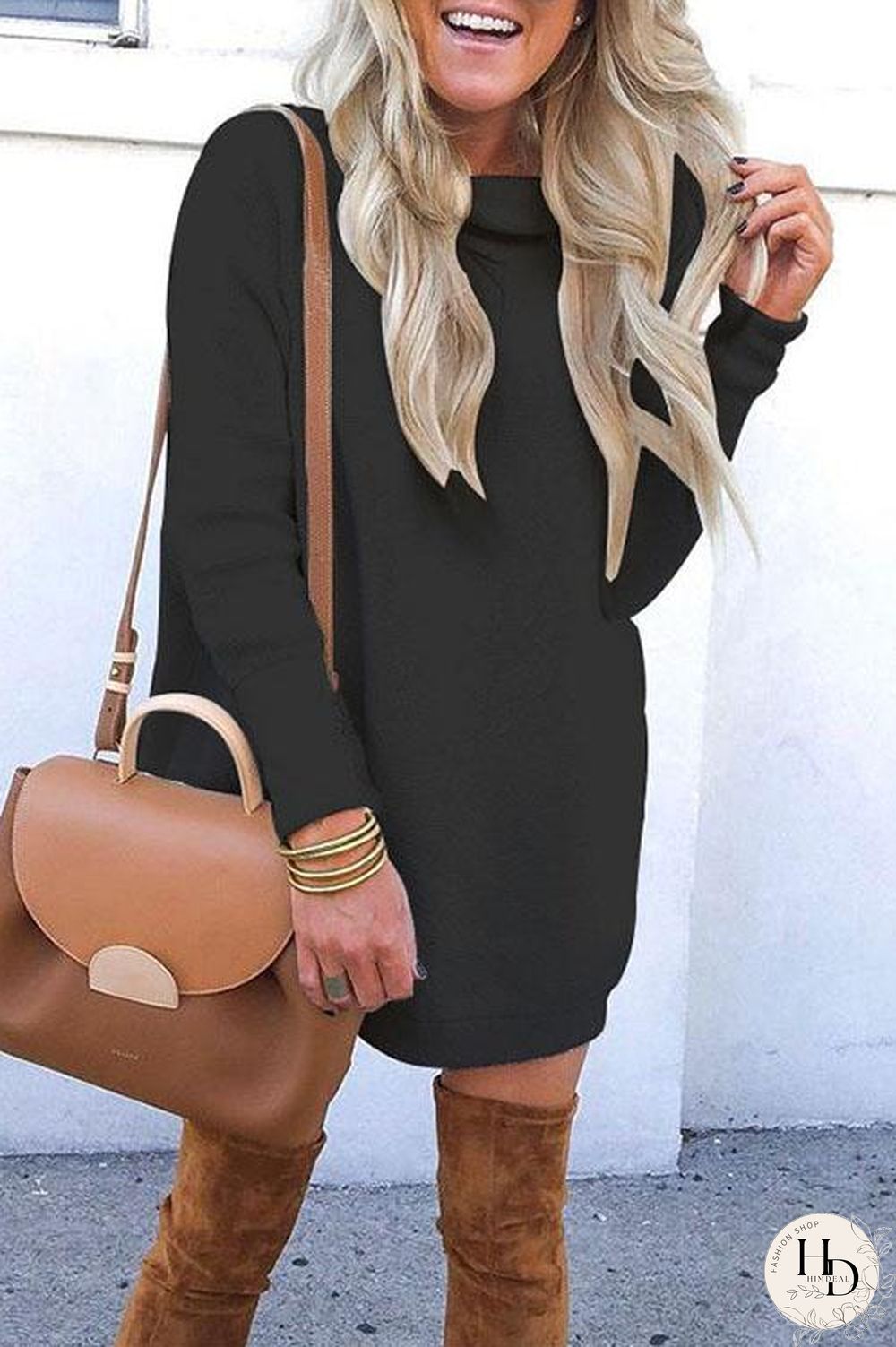 Elisa Turtleneck Long Sleeve Knitting Dress