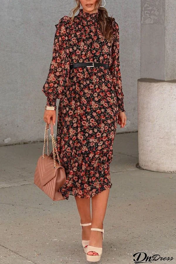 FLORAL SMOCKED MIDI DRESS