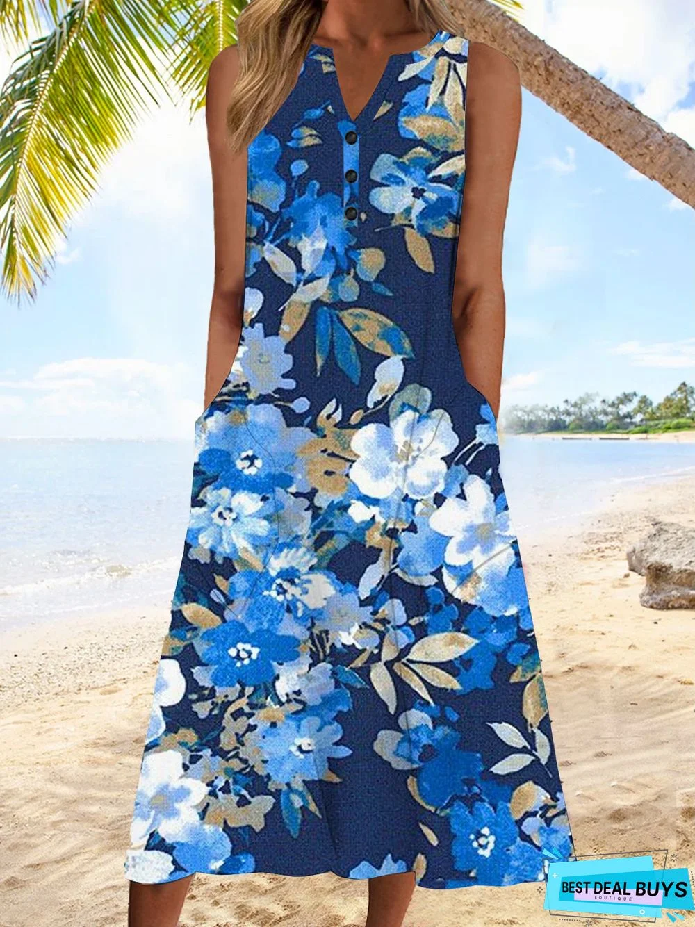 Notched Vacation Dress