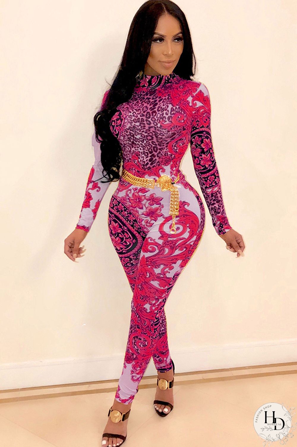 Yellow Polyester Long Sleeve Mid Print pencil Pants