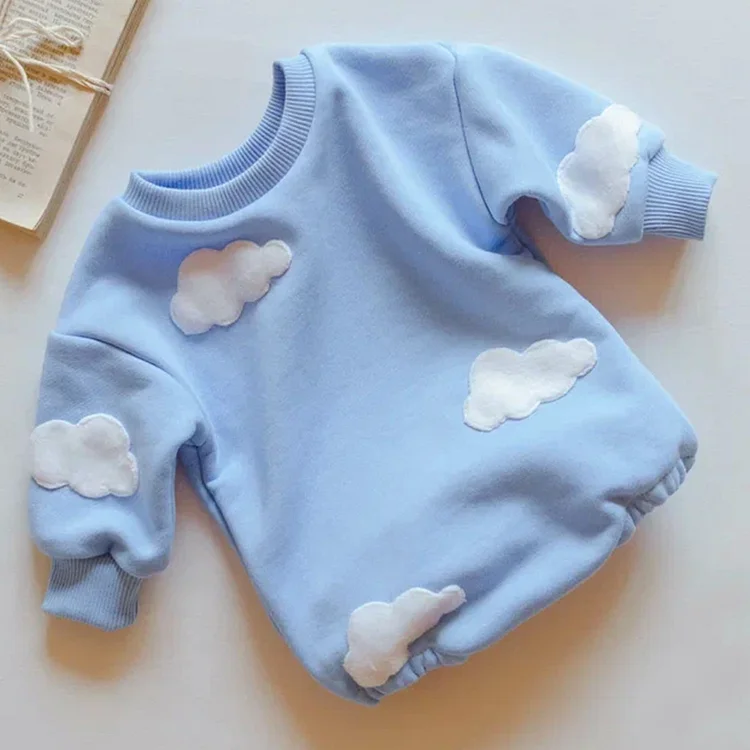 Newborn Baby Boy/Girl 3D Cloud and Floral Patch Long Sleeve Casual Bodysuit