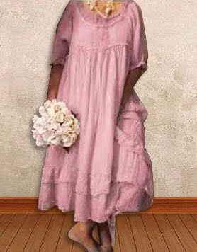 Floral Print Casual Women Half Sleeve Ruffle Dress P591045