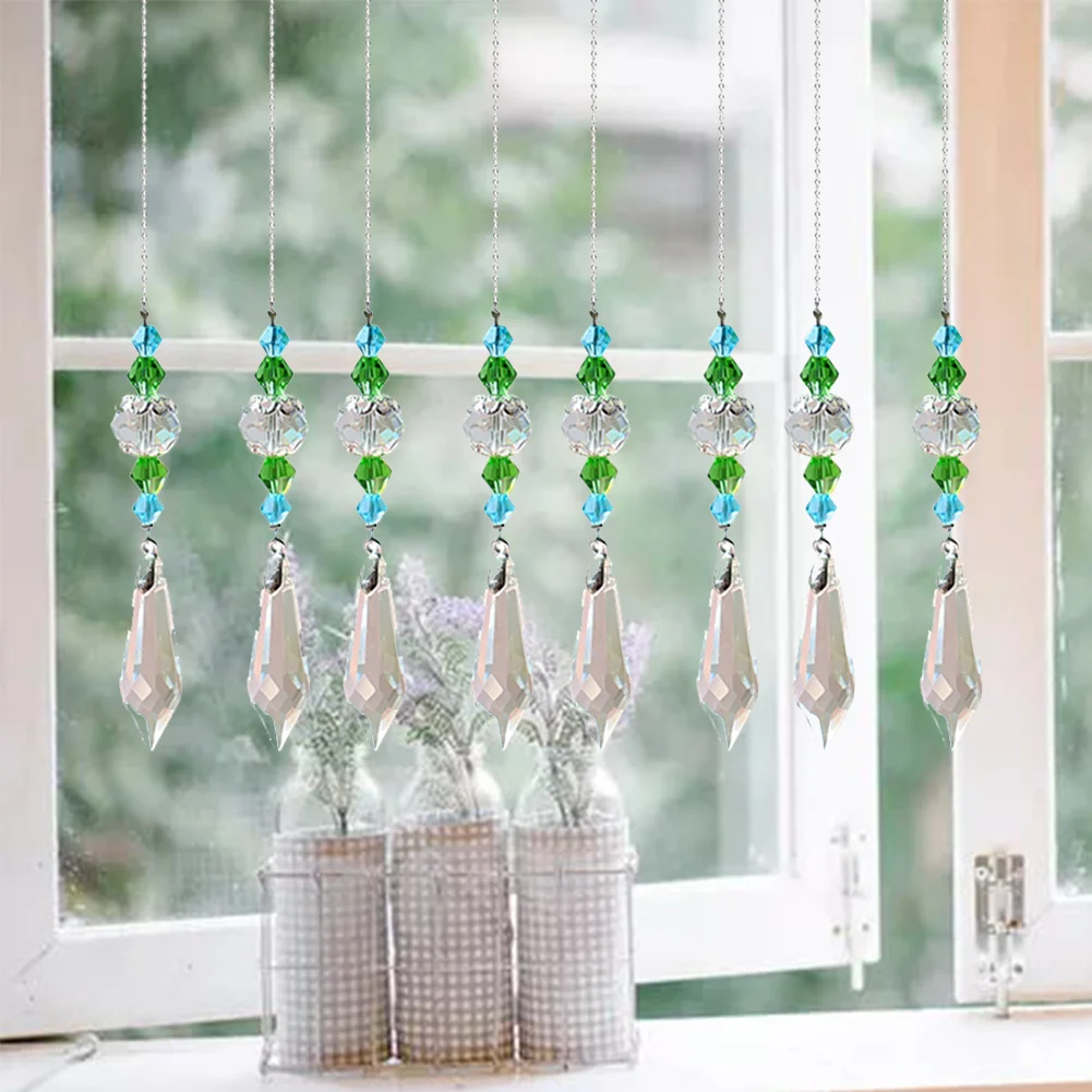 DIY Crystal Glass Clear Chandelier Pendant Faceted Prism Part Hanging Decor