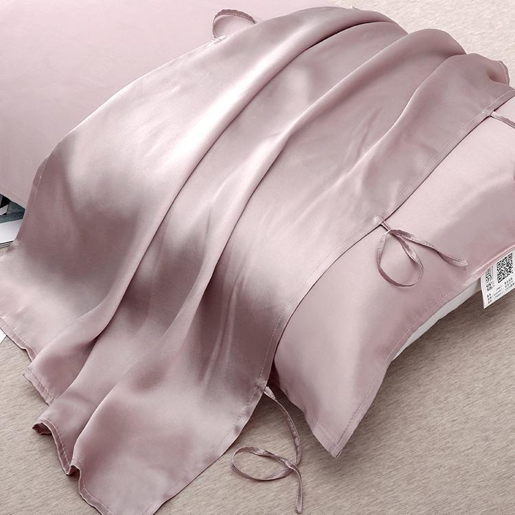 19 Momme Lace-up Travel Silk Pillowcase Light Pink