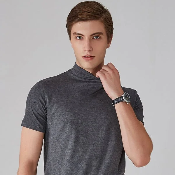 Men 's High Neck Slim Fit T-shirt