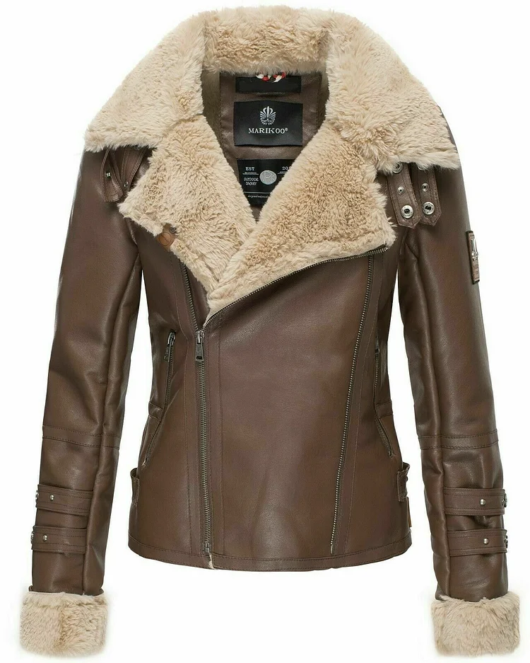 Women's fall/winter jacket with faux leather lining motorcycle jacket